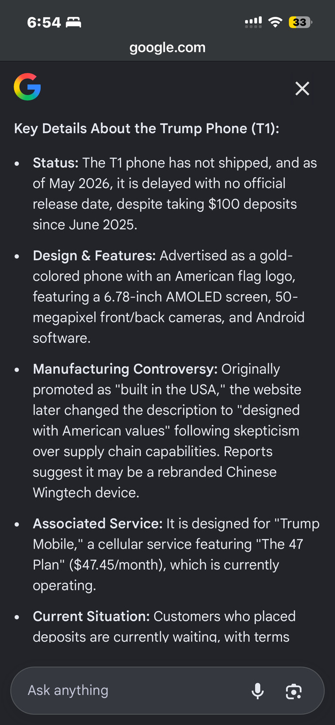 Has anyone here actually received their Trump phone yet?