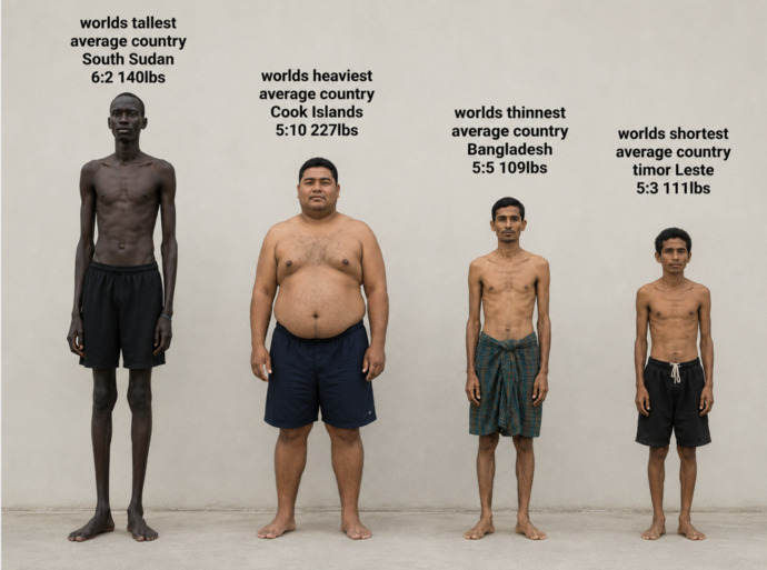 Any surprises in the tallest, shortest, lightest and heaviest men by country?