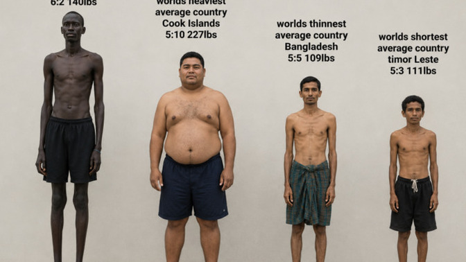 Any surprises in the tallest, shortest, lightest and heaviest men by country?