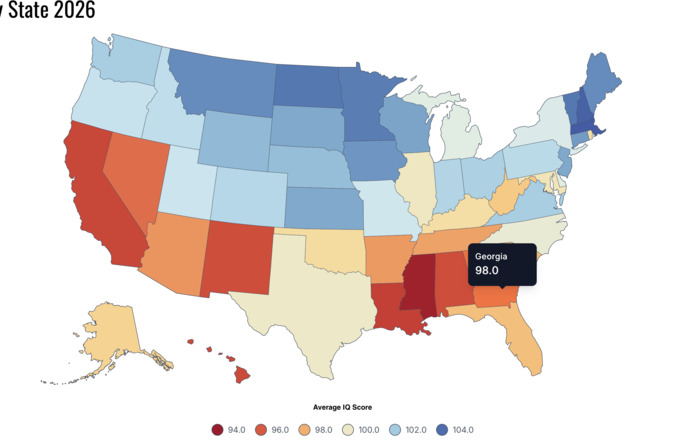 Georgia country vs US state IQ: does racial makeup play a role?
