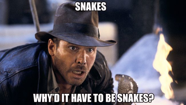 If you were Indiana Jones exploring an underground tomb for treasures which pit of creatures would you least like to encounter?