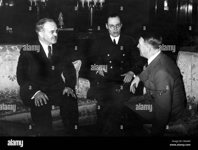 Molotov meet Hitler (foraging minister of USSR, visit Hitler after he sign the pact in Moscow)