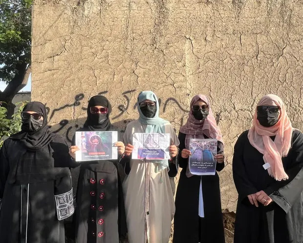 Women protesting against child marriage in Kabul. Photograph: Rukhshana Media