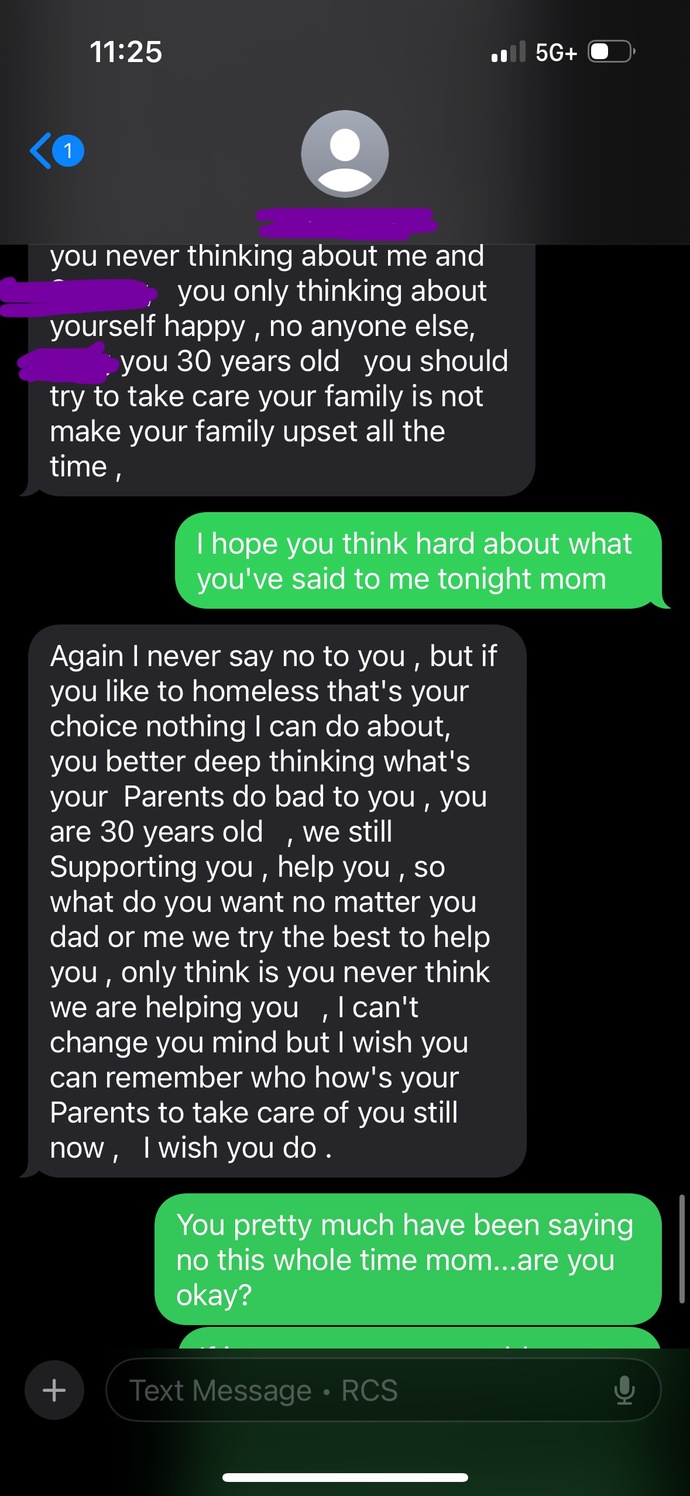 “You never think about me and your sister…”