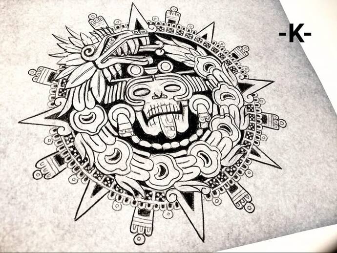 Which aztec sun design would look best for a back tattoo?