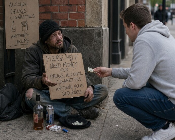 Why do some see giving cash to homeless people as kind or helpful?