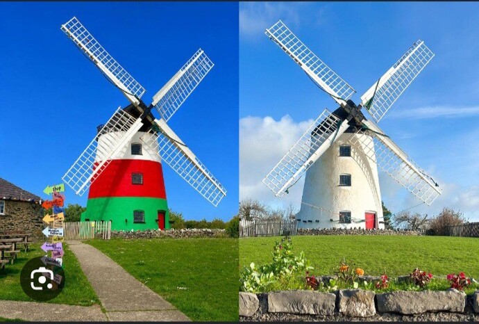 Should the windmill be left colourful?