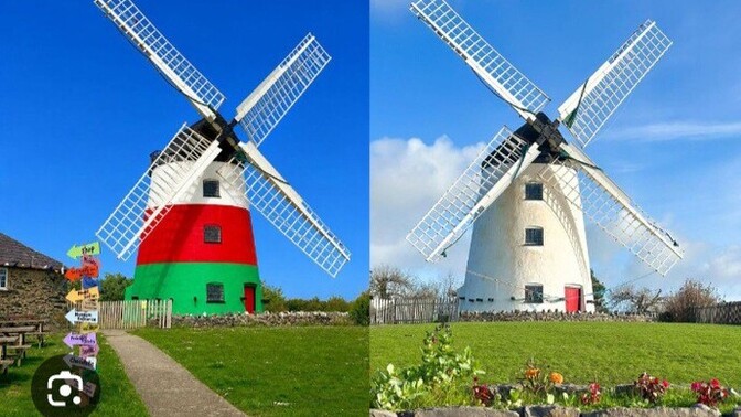 Should the windmill be left colourful?