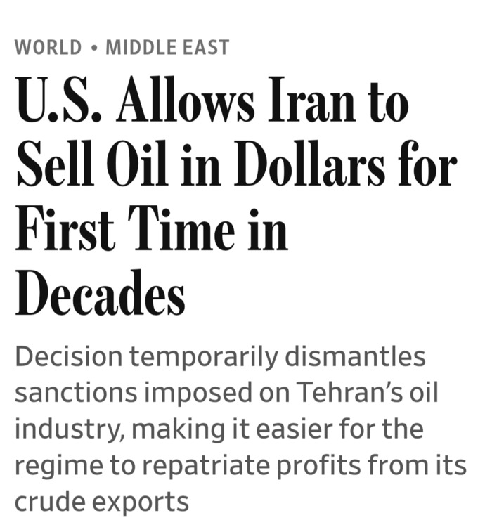 So, is allowing Iran to Sell Oil in Dollars for First Time in Decades more proof that Trump won the war... seriously?