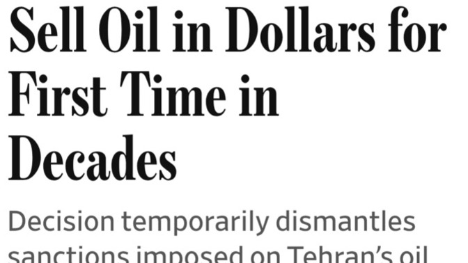 So, is allowing Iran to Sell Oil in Dollars for First Time in Decades more proof that Trump won the war... seriously?