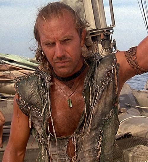 Kevin kostner in waterworld as a drifter