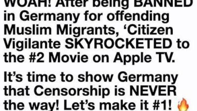 Do you support Germany nazi style ban Citizen Vigilante because certain people felt offended as it shows a man taking vengeance on Grooming gangs?