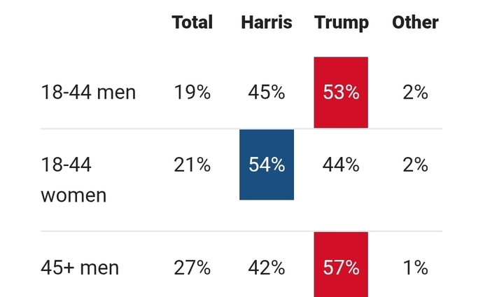 Young mostly voted kamala but not young men, why?