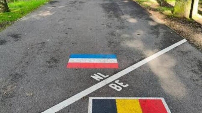 If you lived near this border would you swap the flags around for a laugh?