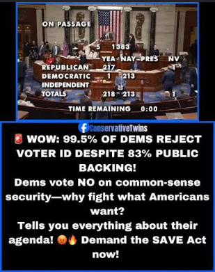So now the Democrats have brought the country to a place where you need photo ID to order Pasta but not to vote?