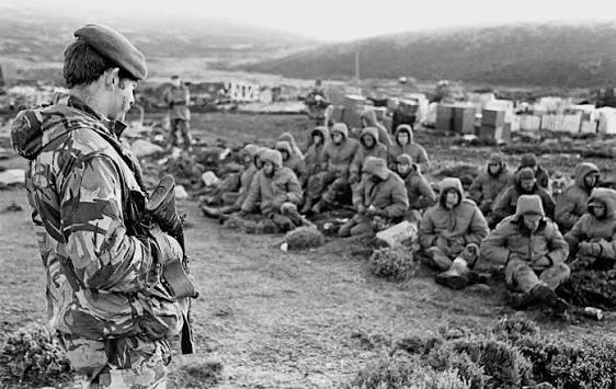 Argentinans surrender by the thousands to handful of British Soldiers & Marines