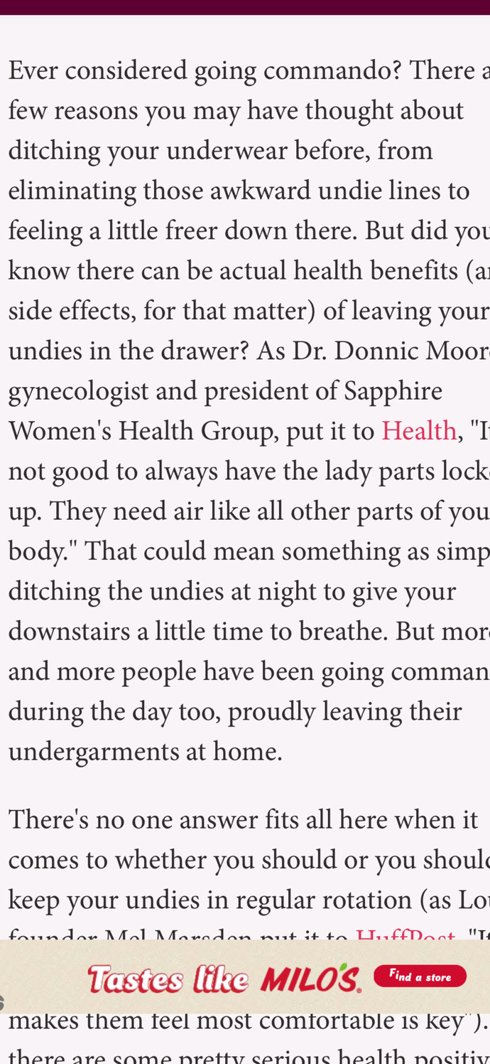 Women, what really happens to your body if you stop wearing underwear?
