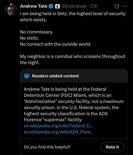 How hilarious is this Andrew Tate tweet getting community noted?
