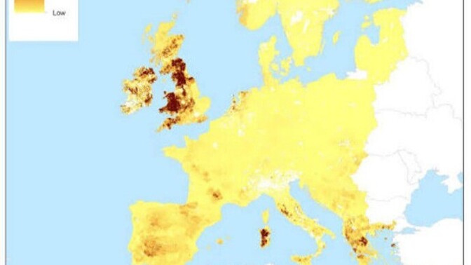What does this map of Europe show?