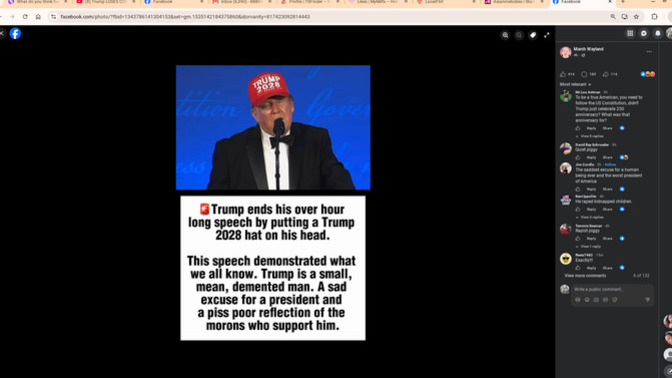 Why did Trump wear a 2028 hat during his speech, and what does it imply?