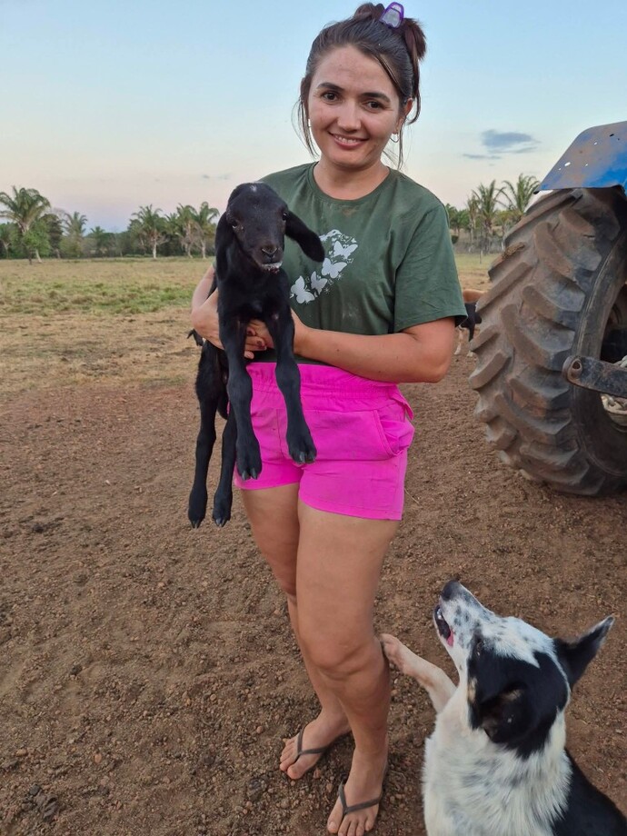 My farm dog and goat are unexpectedly best friends 😂 anyone else?