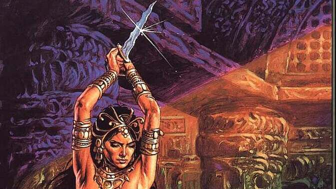 Why do you think this scantily clad woman is about to sacrifice this barbarian?