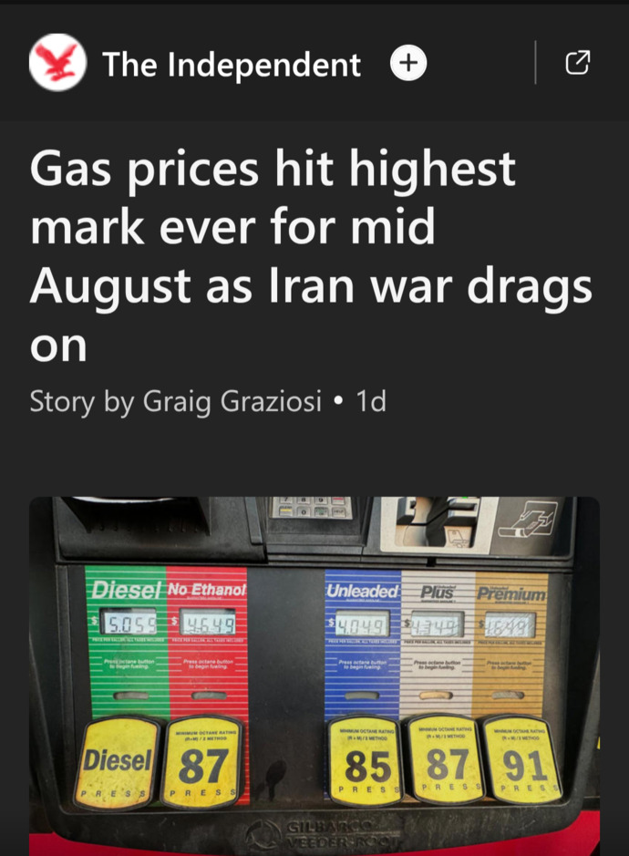 If Trump claims that the Iran war is effectively over and Irans military has been destroyed, why are gas prices continuing to climb?