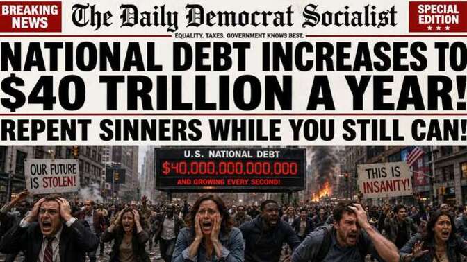 Are you fooled by the fake news media headlines "National Debt Increases To $40 Trillion A Year! Repent Sinners While You Still Can!"?