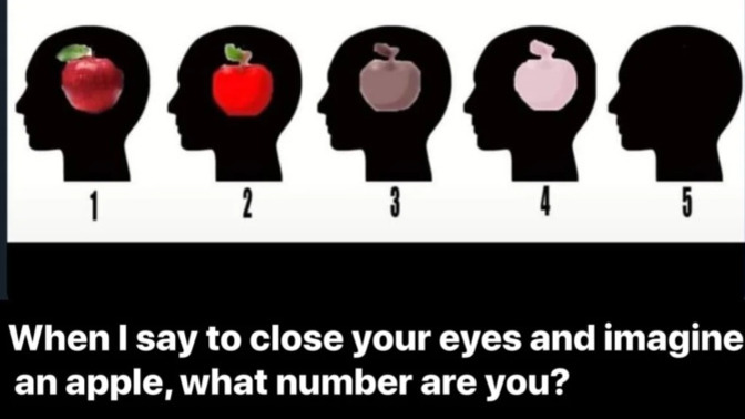 How vivid is your imagination? When I say close your eyes and imagine an APPLE which number on this chart are you?