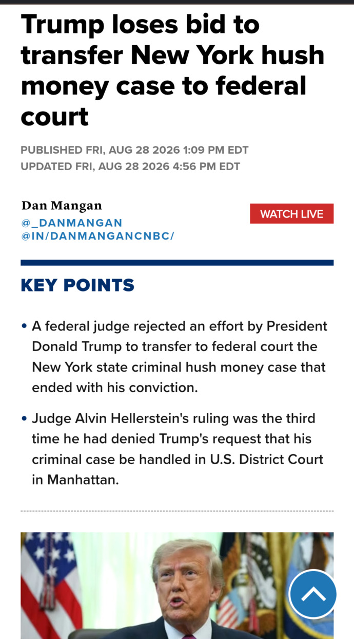 Isnt it great to see Trump finally being held accountable... first having to pay E Jean Carroll and now this?