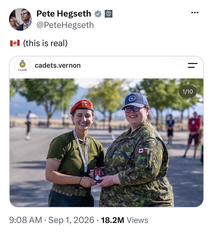 Do you think it seems like Pete Hegseth is trying to mock these female Canadian cadets?