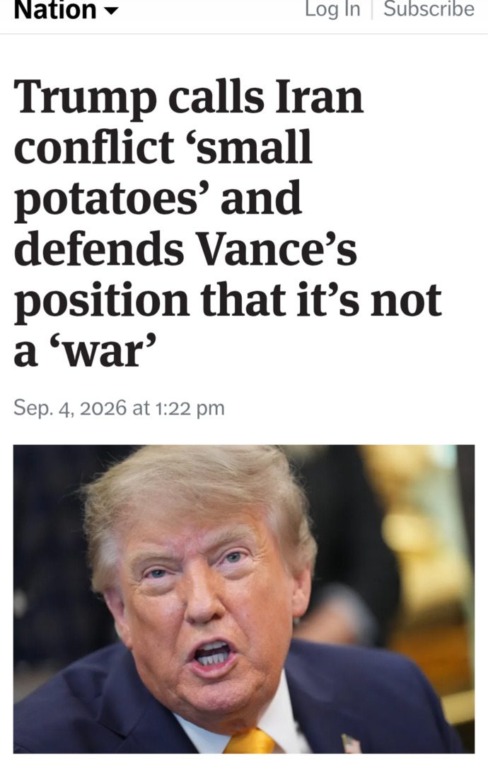 So, all Trump and Vance had to do is say the Iran war is not a war, and that solves that problem, huh?