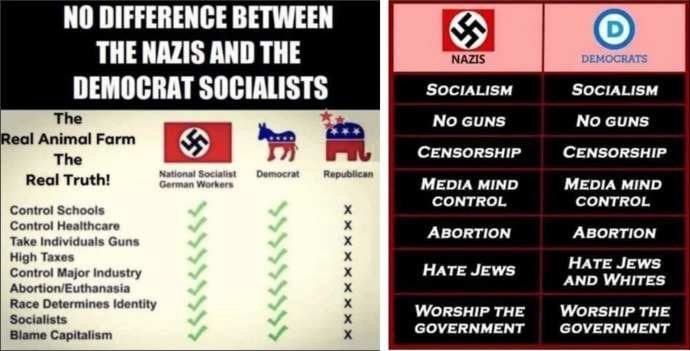 Could someone please explain the difference between a Democrat Socialist and a Nazi?