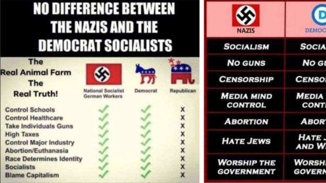 Could someone please explain the difference between a "Democrat Socialist" and a Nazi?