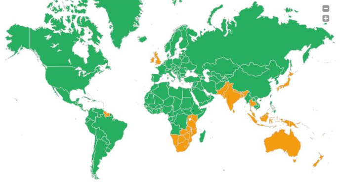 What does this colored world map show?