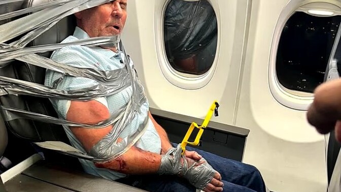 Is duct taping passengers a violation of their free speech rights?