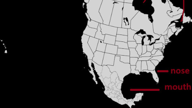 Why does the north america look like aliens head?