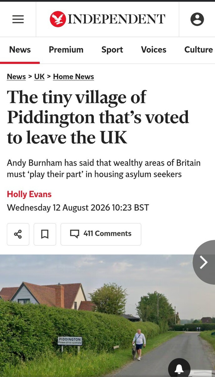 Should the village of Piddington leave the UK?