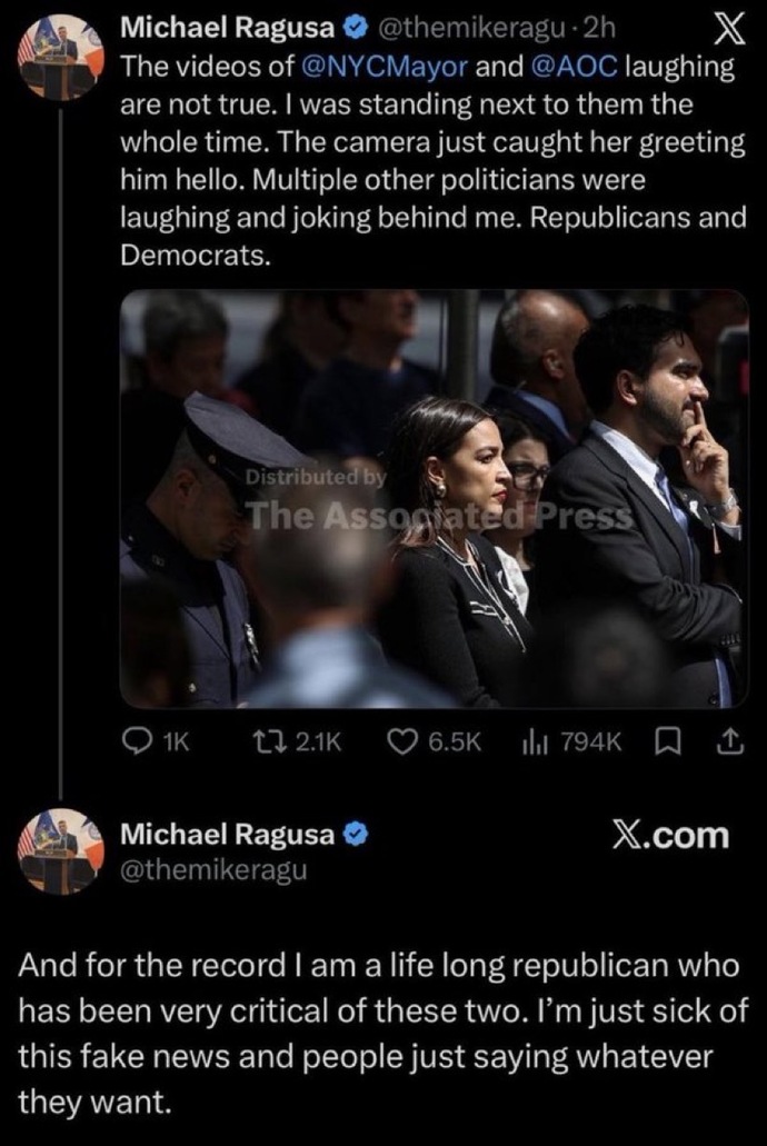 Why were AOC and Momdani laughing during the Ground Zero memorial?