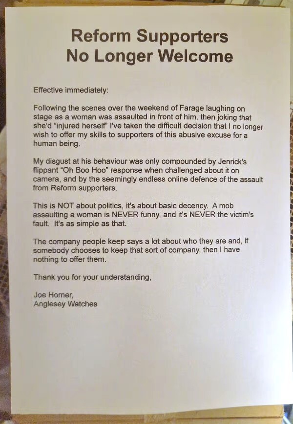 Is it acceptable to refuse service based on political beliefs?
