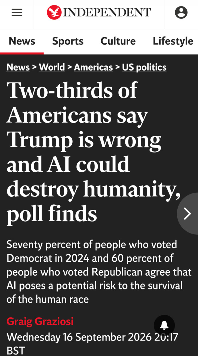 Why is Trump also on the wrong side of the AI issue with most Democrats and Republicans concerned about the threats to humanity?