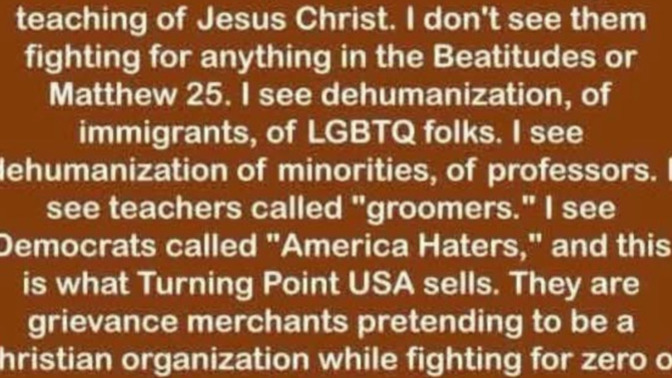 Why does Turning Point USA keep pretending to promote "American biblical values"?