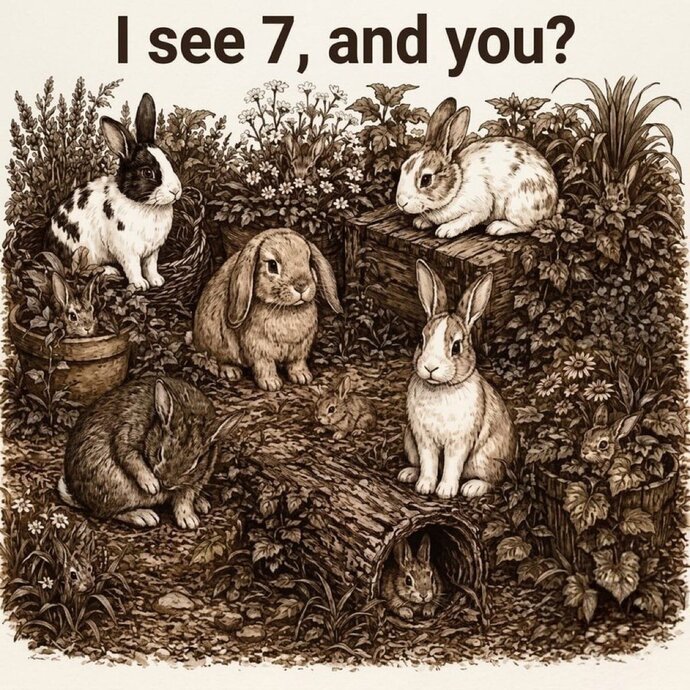 Girls, how many rabbits do you really see in this picture?