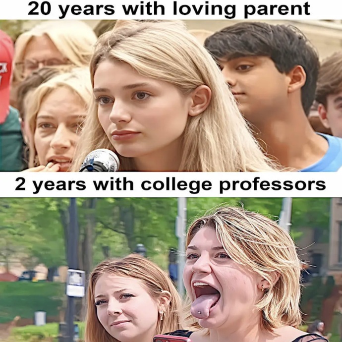 Have colleges and universities become indoctrination centers for specific agendas and what are your thoughts regarding the image?