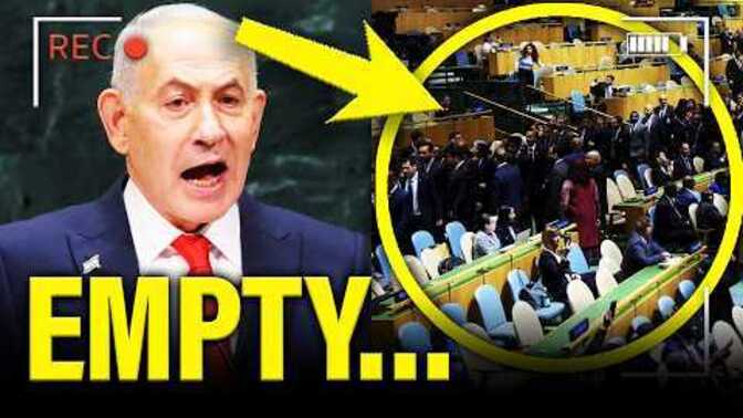 Why is everyone leaving during Netanyahu's speech?
