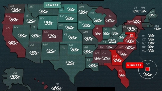 What Value is Shown for each State on This Map?