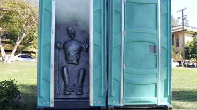 Would you have fears that if a porta potty was rigged with a carbon freezing chamber from star wars?