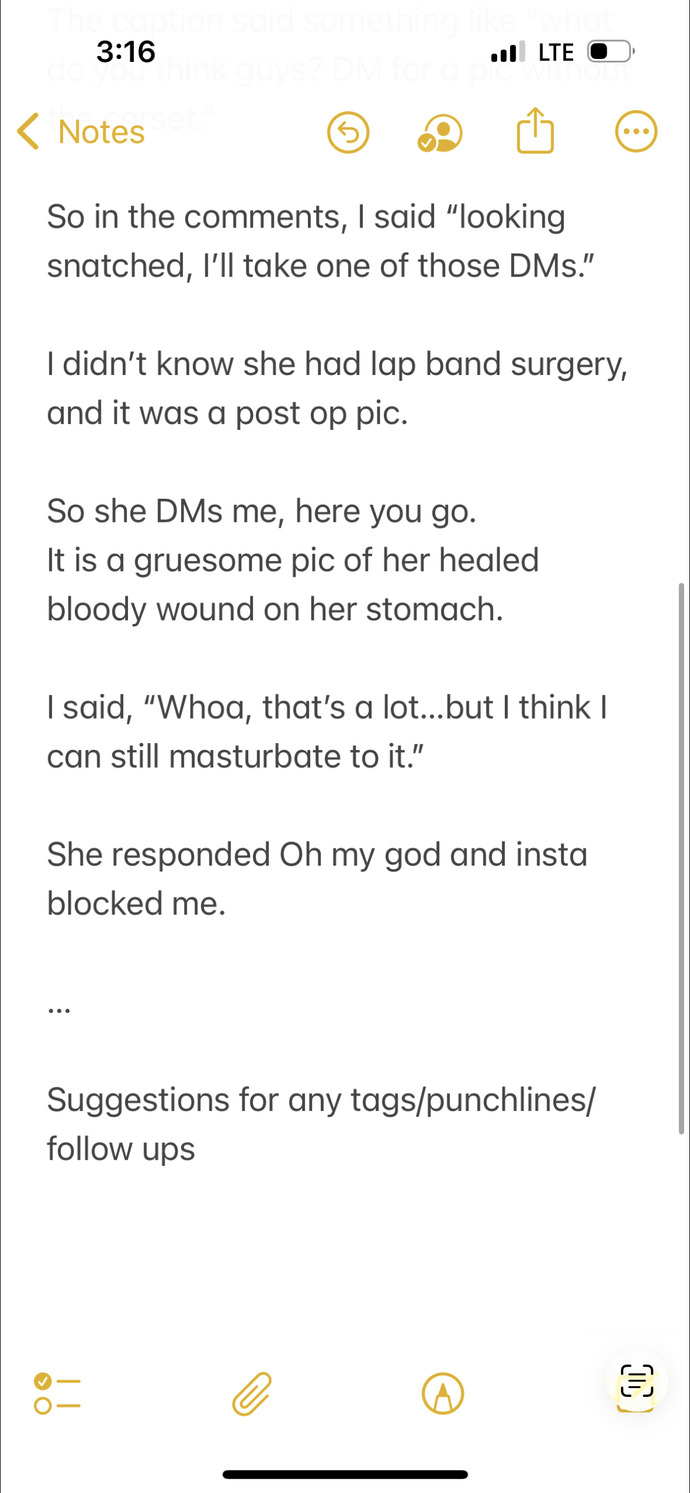 What's something you think to yourself about someone that you could never say to their face?