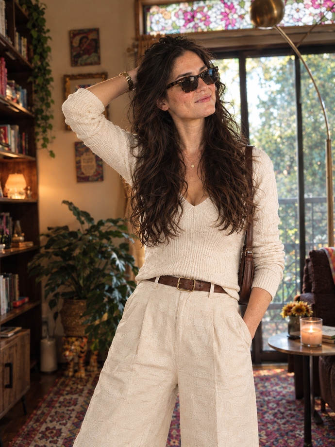 Would you wear this cream-on-cream look to a friend’s birthday dinner?