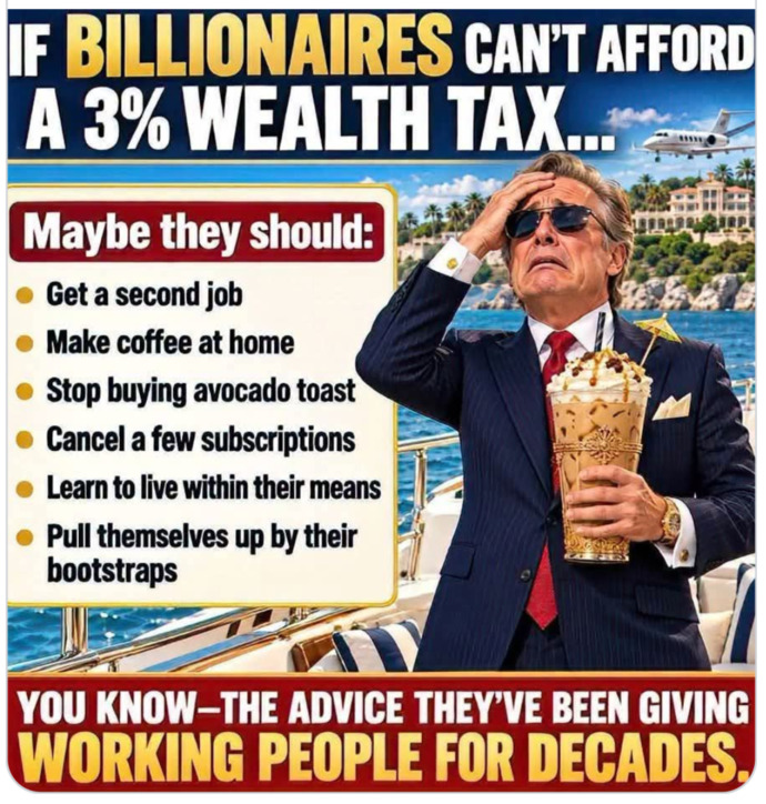 Do think that if billionaires cant afford a 3% wealth tax, that these suggestions might help relieve some of their pain and burden?